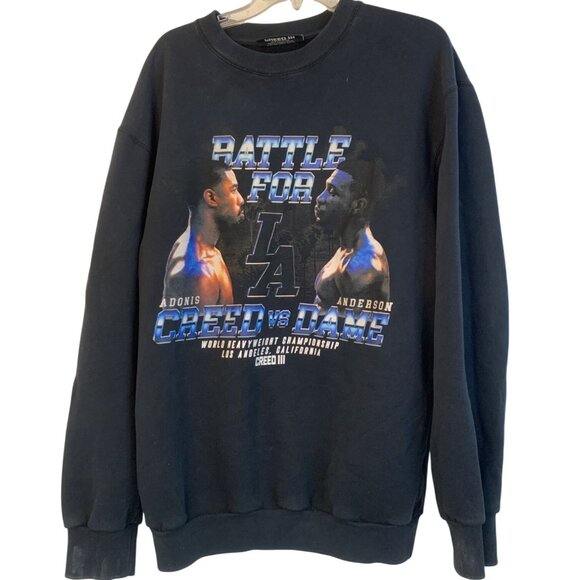Creed III Black Crew Sweatshirt Battle For LA Graphic L Creed vs Dame RR10484 - Picture 3 of 9
